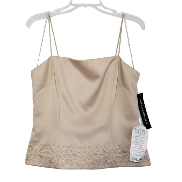 NWT Donna Morgan Ivory Camisole Style Lined Blouse with Embroidered Hem, Size 8 - Picture 1 of 10